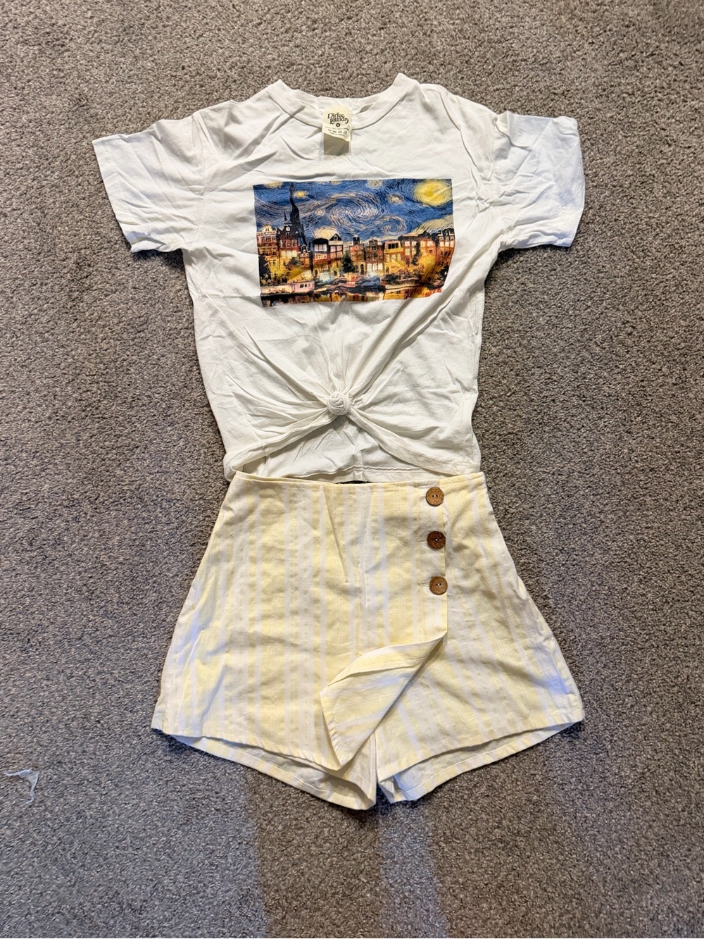 Derek Heart Light Yellow Button-Front High-Waist Skort